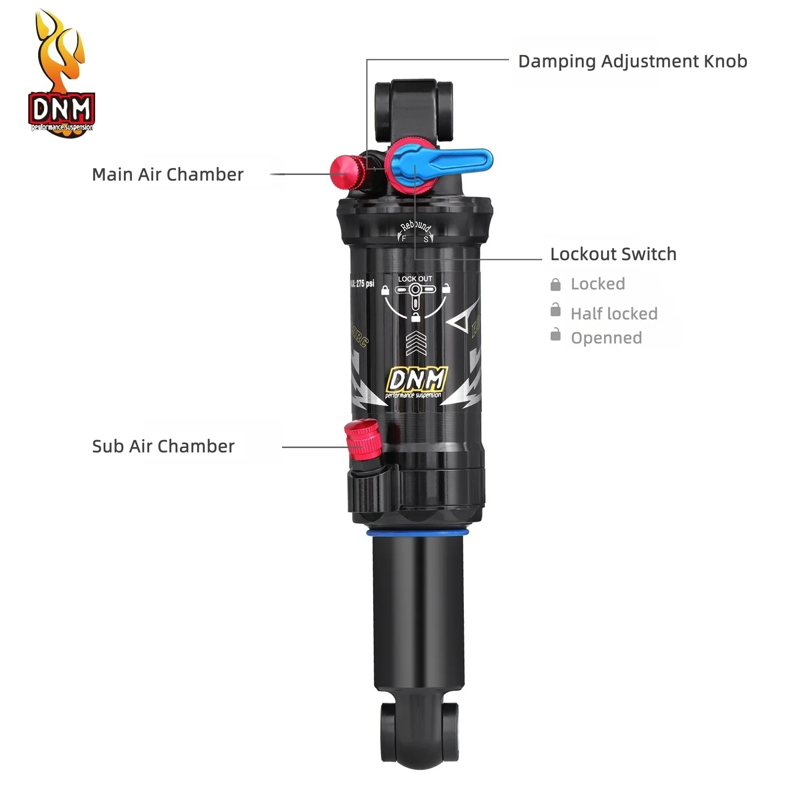 DNM AOY-39 الدراجات الجبلية دراجة مانع الصدمات الخلفي 165/190/200 مللي متر امتصاص الصدمات دراجة الصدمات الخلفية ل XC/Trail الإنحدار #4