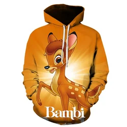 Disney Bambi 3D Hoodie Sweatshirts Men Women Fashion Casual Cool Pullover Boys Girls Harajuku Streetwear Hoodies