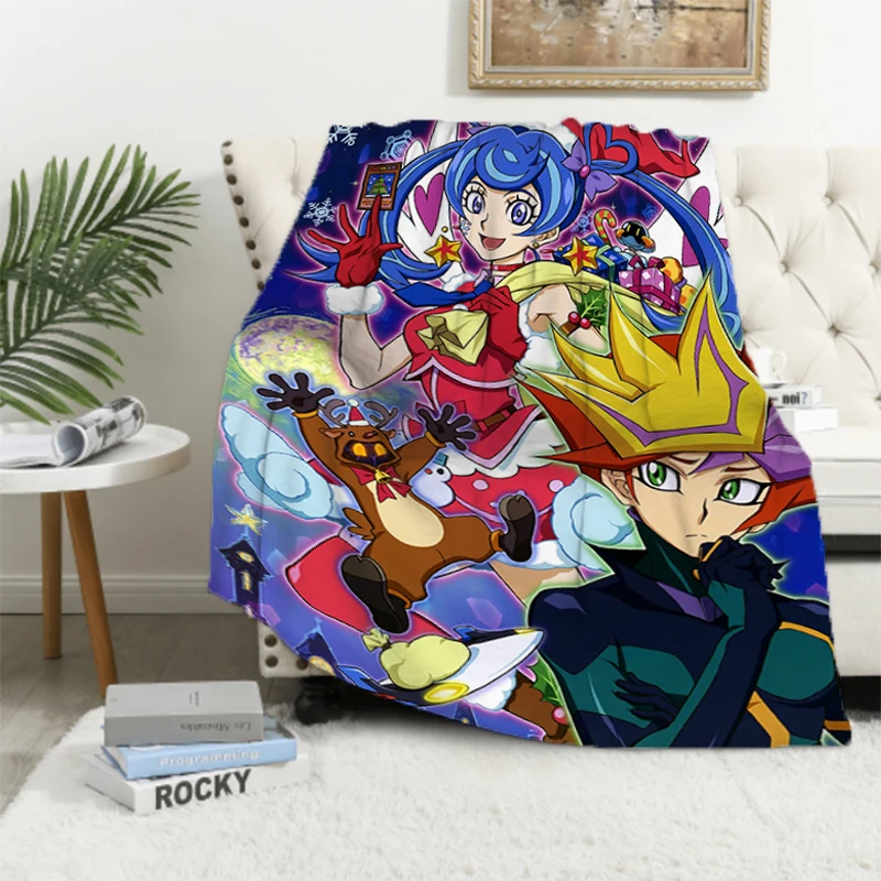 Anime Blanket Yu-Gi-Oh! Furry Sofa Blankets & Throws Throw Bed Double Fluffy Soft Decorative Custom Fleece Kid's Antistatic Home