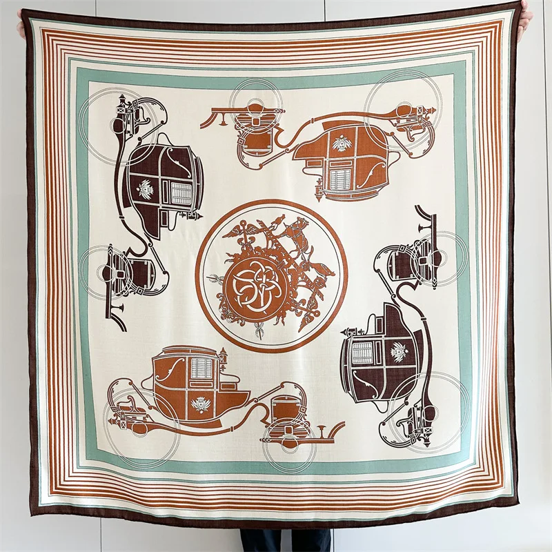 

Wool Silk Scarf 135CM Luxury Designer Shawls Square Large Bandanas Foulard Pashmina for Women Cape Hijabs Accessory