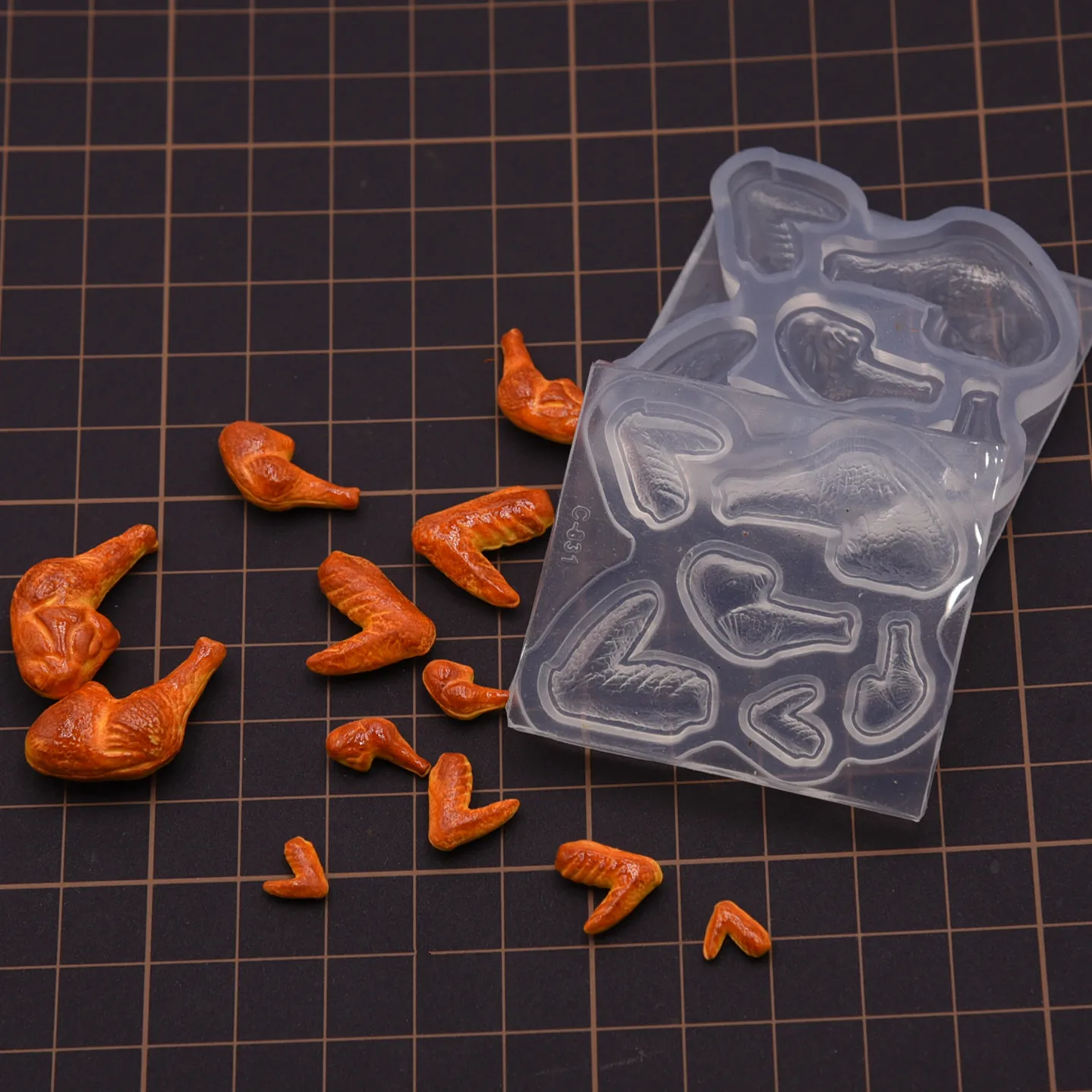 Miniature simulation clay food and play chicken leg and chicken wing silicone mold for children's house resin clay soft clay sim
