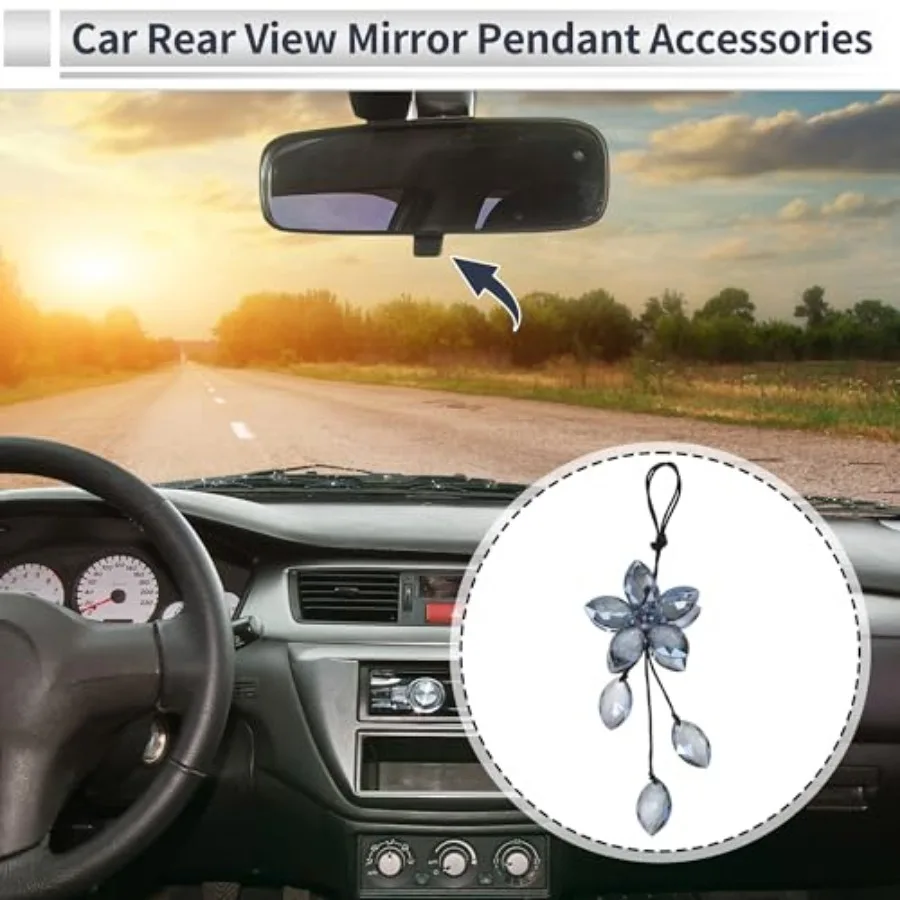 1 Pcs Artificial Crystal Tassel Flower Car Rear View Mirror Pendant Accessories Car Hanging Ornament