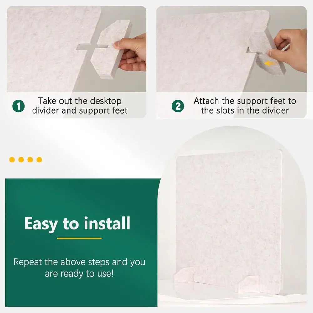 DOLLAR BOSS 2 قطعة فواصل مكتبية صوتية 24 بوصة × 20 بوصة، لوحات خصوصية قائمة بذاتها عازلة للصوت للطاولة، جزء سطح المكتب لتقليل الضوضاء #5