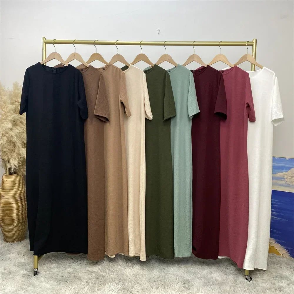 Modeste décontracté sous Abaya pour femmes musulmanes demi manches Maxi Robe turquie arabe Robe caftan dubaï islamique femme Eid Ramadan Robe