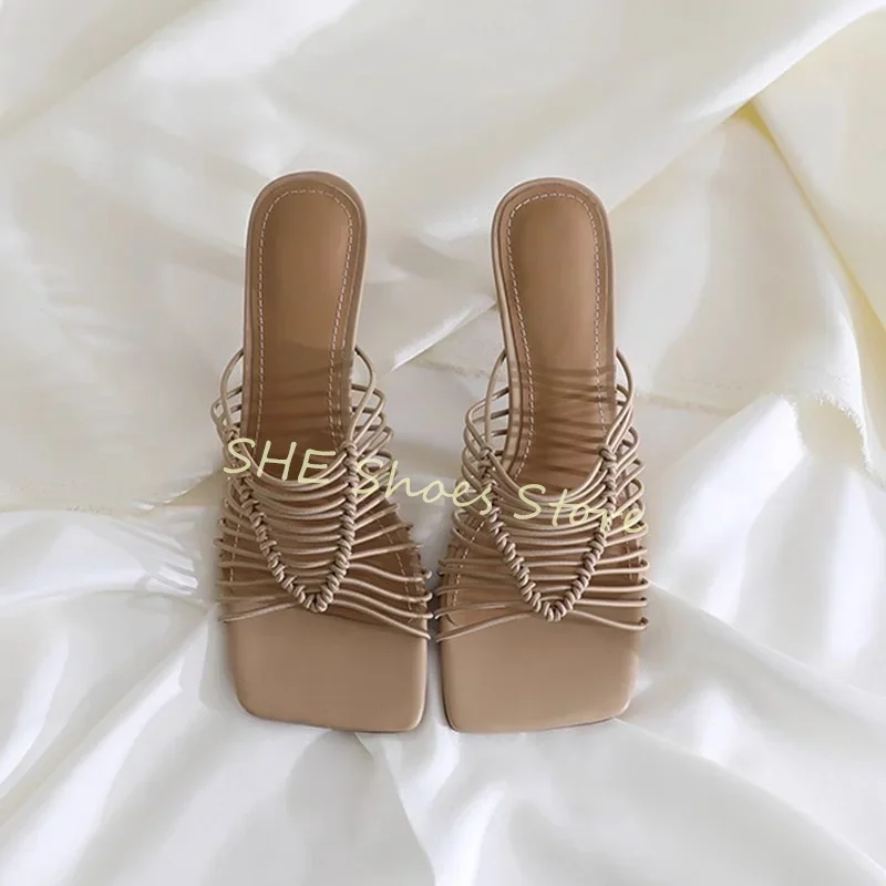 النسيج الروماني ضيق الفرقة الجوف خارج النساء النعال الرجعية ساحة تو كعب رقيقة الانزلاق على الصنادل الصيف خارج السيدات البغال #4