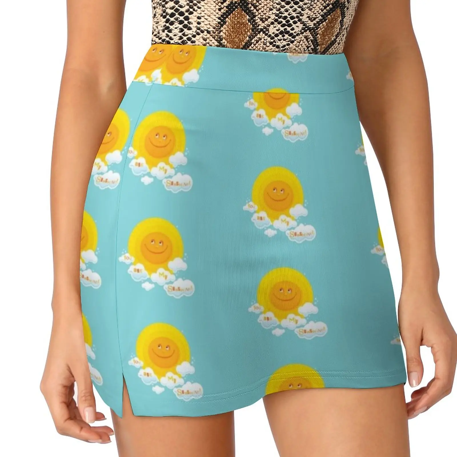 

You Are My Sunshine! Women's skirt Mini Skirts A Line Skirt With Hide Pocket Sun Summer Sunshine Cloud Sky Face Smile Happiness