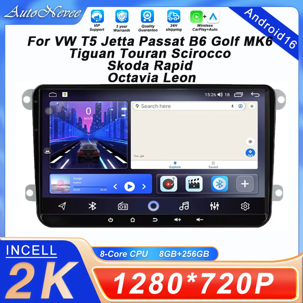 Android Radio No 2din For VW T5 Jetta Passat B6 Golf MK6 Tiguan Touran Scirocco Skoda Rapid Octavia Leon CarPlay Car Video GPS