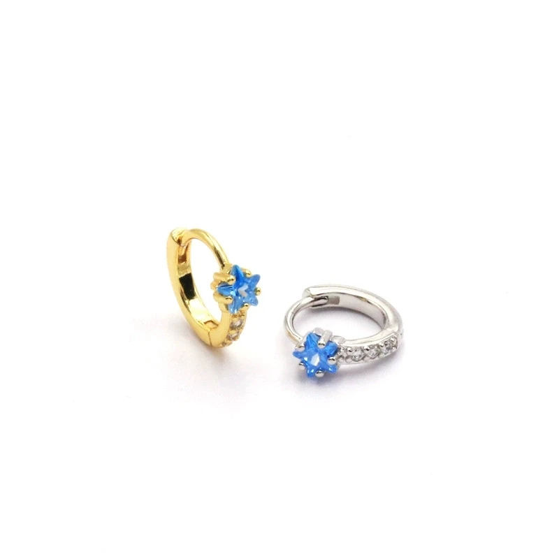 Cute Copper Star Zircon Closed Circle Hoop Earring Women Mix Color Ear Cartilage Piercing Cuff Jewelry Wholesale