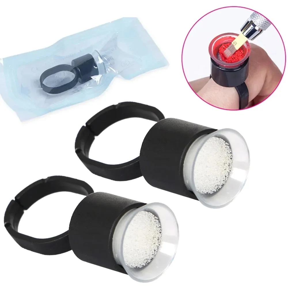 100/50/20pcs Disposable Tattoo Ring Cups With Sponge Microblading Pigment Holder For Permanent Makeup Tattoo Ink Cup Accessories