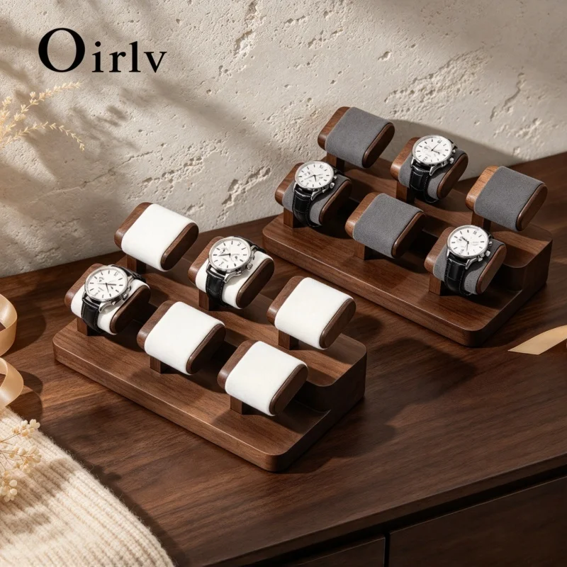 Oirlv Wood Watch Rack Jewelry Display Stand 1/3/6 Position Watch Holder Premium Bracelet and Bracelet Display Table Men Gift