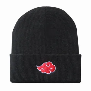 Unisex anime cosplay caps, knitted hats, cartoons, embroidery, red, cloud, hokage, sharingan, elastic, black, hot, winter 10 Main Sales Plays Ninja - №2