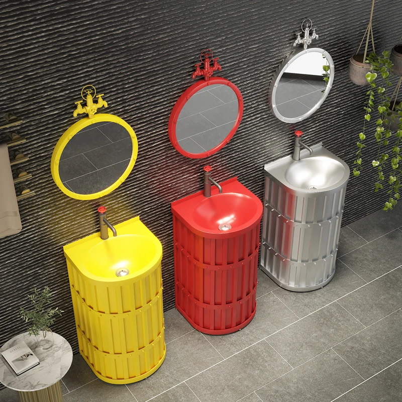 

Industrial style washbasin, personalized column basin, color integrated floor standing artistic washbasin