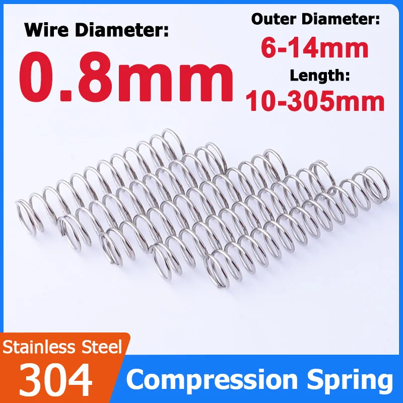 

3-10pcs Wire Diameter 0.8mm 304 Stainless Steel Spring Steel Y-shape Compression Spring OD 6/7/8/9/10/11/12/13/14mm Length 5-305