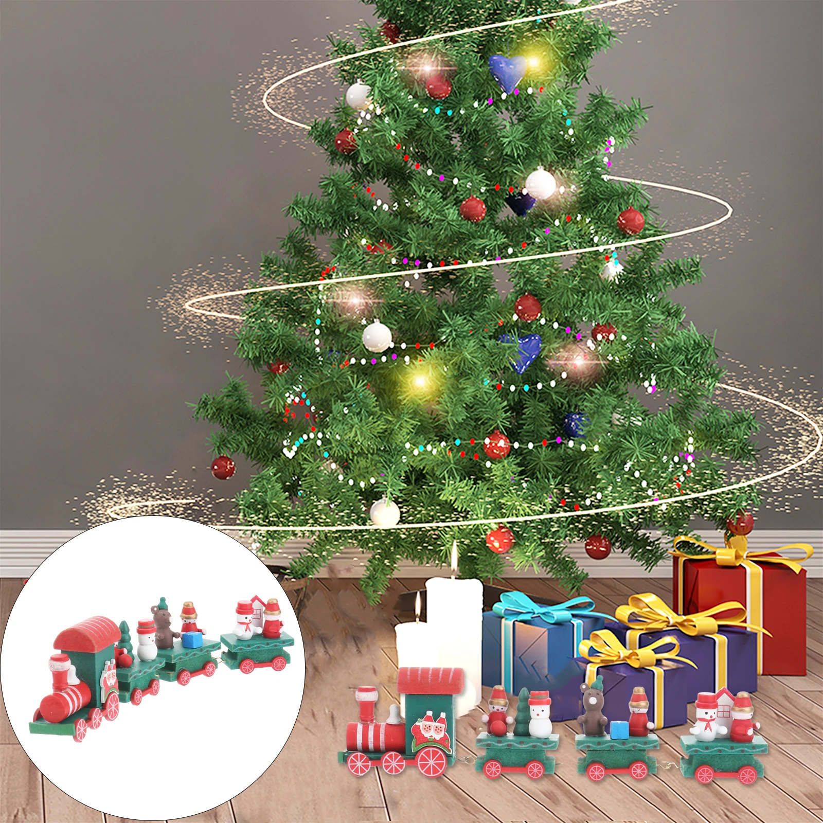 

Wooden Mini Train Decoration Christmas Tree Ornaments Home Party Gift Tiny Train Pendant Wedding Kindergarten Bar