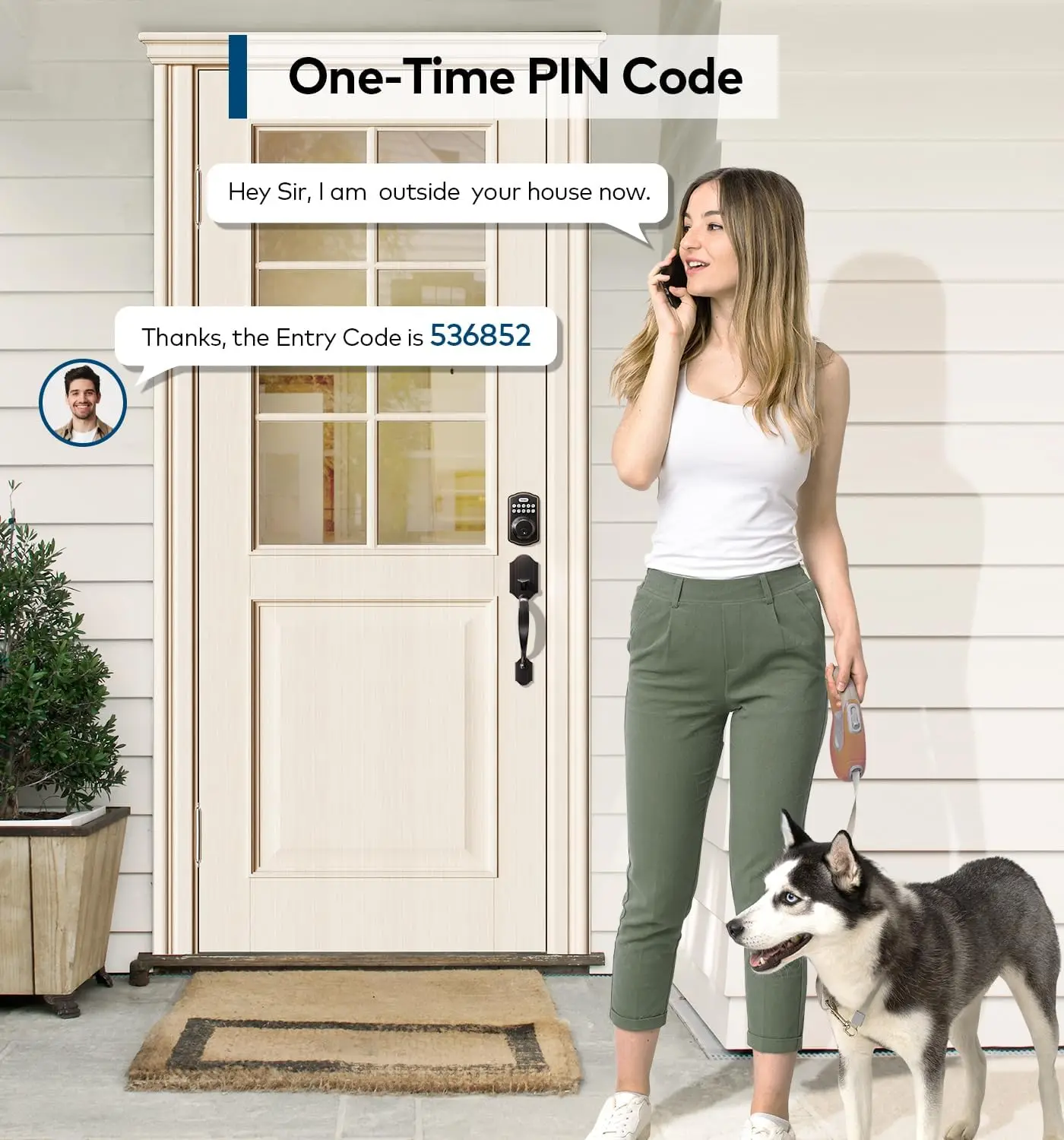 Keyless Entry Door Lock Deadbolt With Handle Set, Electronic Digital Smart Locks Set For Front Door With 2 Keys, Easy To Install