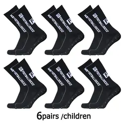6 pairs 34-39 children breathable sports soccer socks square silicone non-slip grip football socks calcetines hombre