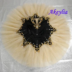 Akeylia velvet black gold beige Ballet Tutu classical for Women Tutu Pancake Group dance performance high quality BLST20088