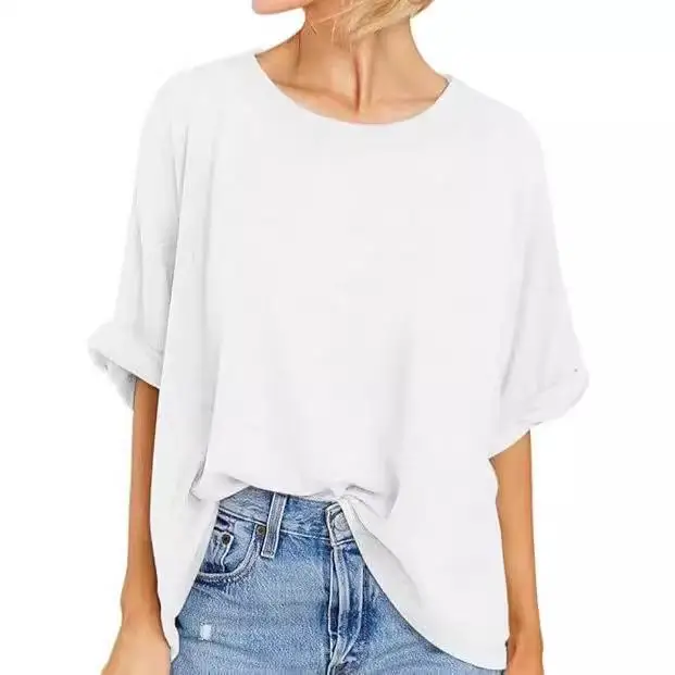 Mei plus Size Women's T-irt Casual Loose Fit ort Sve Base irt Comfortable Polyester Blend No Brand Registered