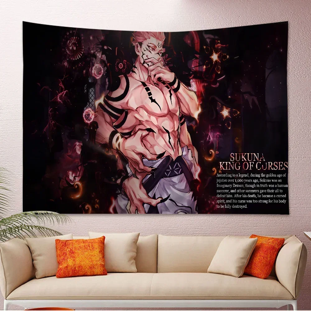 Anime Jujutsu Kaisen Ryomen Sukuna Cartoon Tapestry Wall Hanging Decoration Household Home Decor