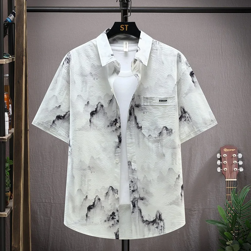 

2026 summer Men's fashion smart casual short Sleeve Shirts,spring men Shirt Slim Fit Shirt Male full size M-4XL