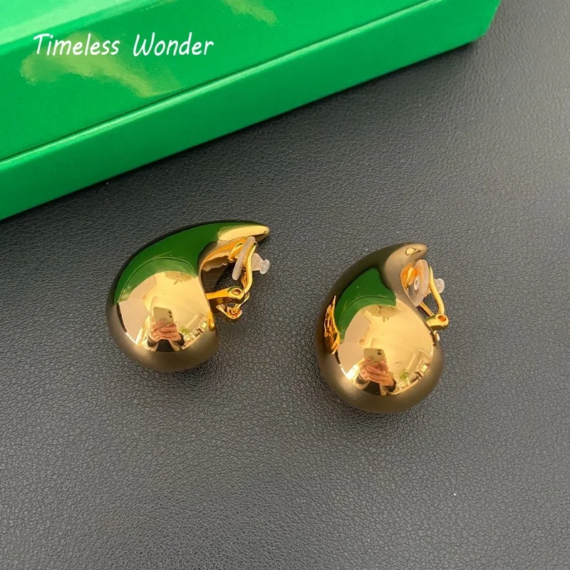 Timeless Wonder Fancy Brass Geo Droplet Clip Earrings for Women Designer Jewelry Punk Runway Trendy Party Rare Luxury 5341