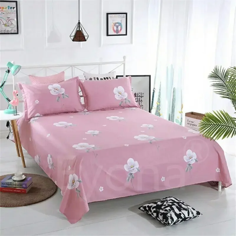 1Pcs Polyester Cotton Bed Sheet Soft Home Bedding Cover  Home Fashion Bedding Cover - Foldable Flat Sheet(No Pillow Covers)