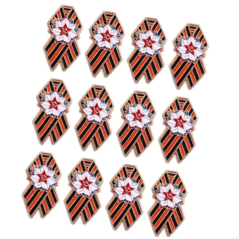 CORD 12 Uds broche con forma bandera rusa colección Día victoria soviética pecho flor goteo aceite ramillete Pin Pin