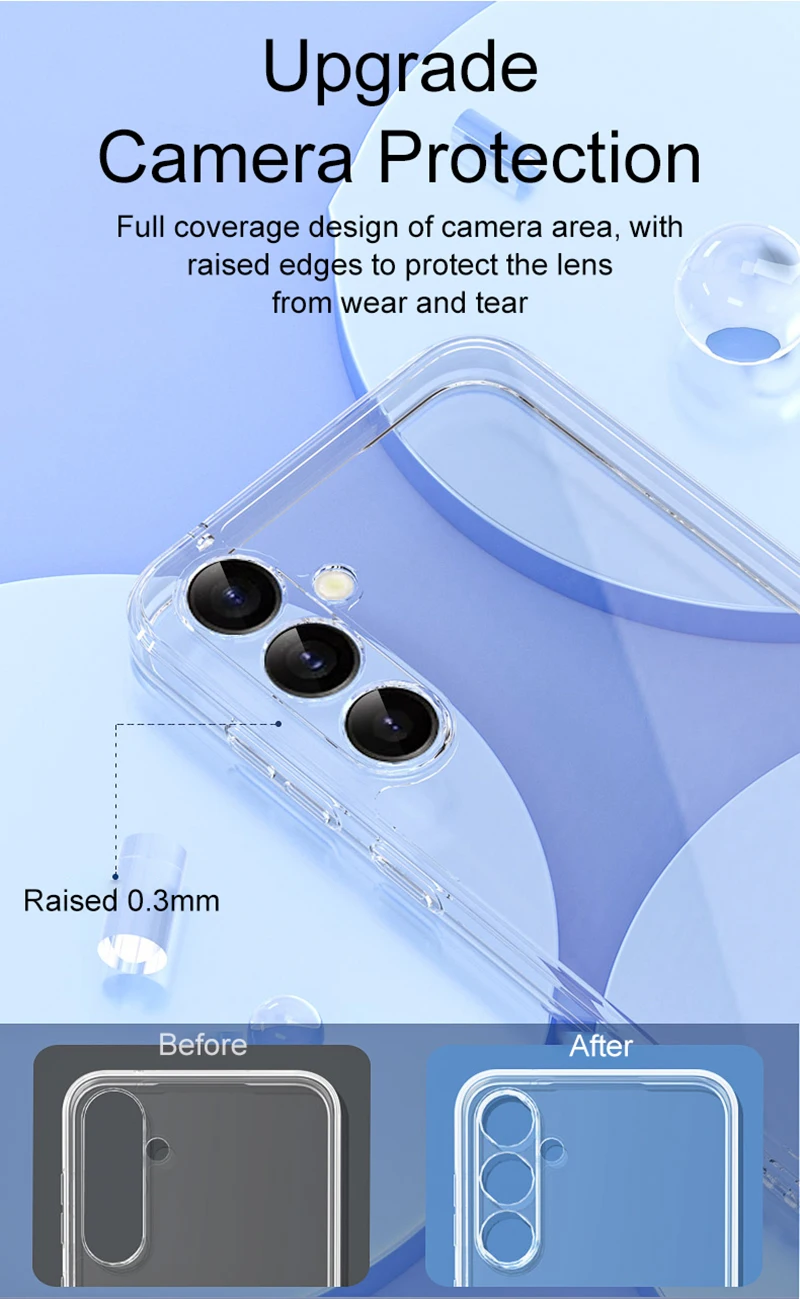 Pełna ochrona aparatu Silikonowe etui do Samsung Galaxy S24 S23 S21 FE S22 Plus A14 A34 A54 Ultra Thin Clear Case Cover TPU — zdjęcie 5