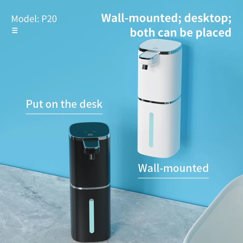 400ML Light Display Wall-Mounted Or Desktop 4-Levels Adjustable Induction Infrared Electric Automatic Smart Sense Soap Dispenser 2