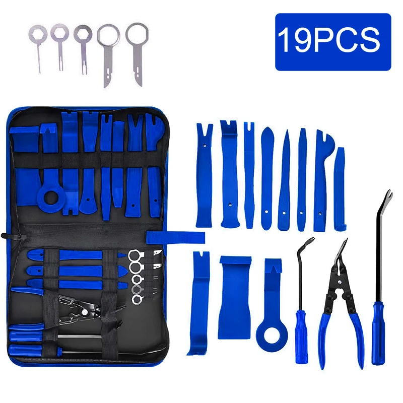 Trim Removal Tool Car Panel Door Audio Trim Removal Tool Kit Auto Clip Pliers Fastener Remover Pry Tool Set with Storage Bag