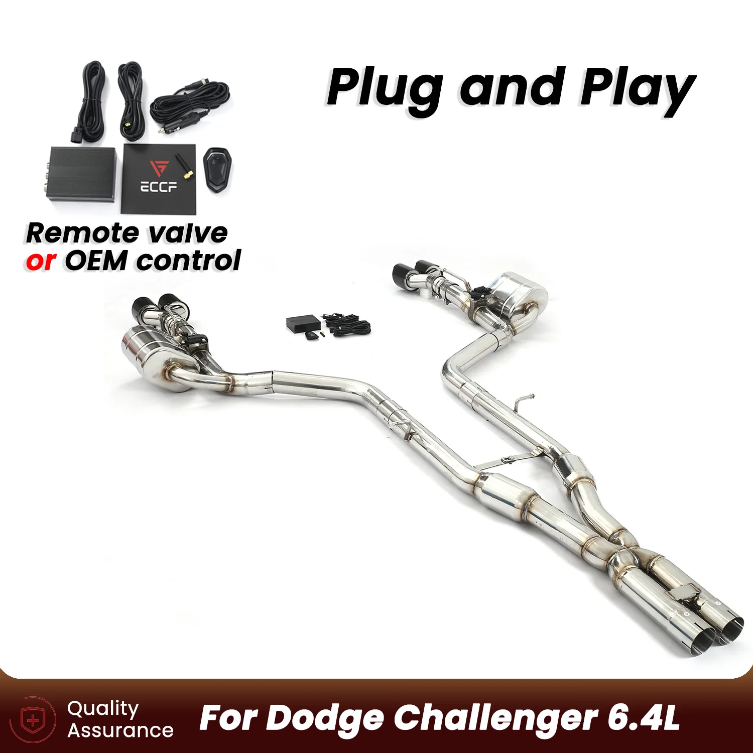 

ECCF For Dodge Challenger 6.4L T304 Stainless Steel Exhaust Aggressive Sound Plug and Play Performance Upgrade