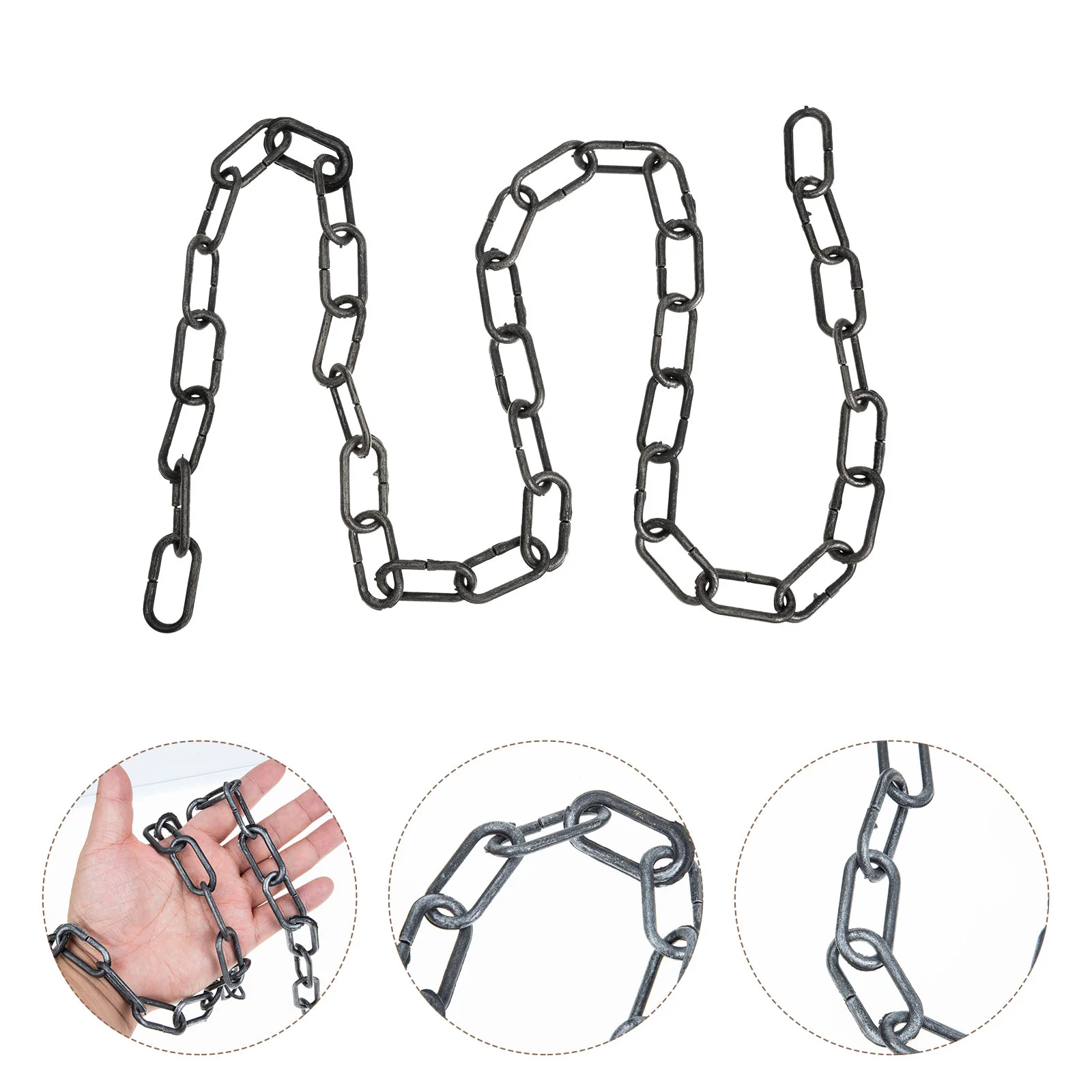 2 Pcs Halloween Decorations Simulated Iron Chain Plastic Prop Fetters Barrier Decorative The Black Simulation Child