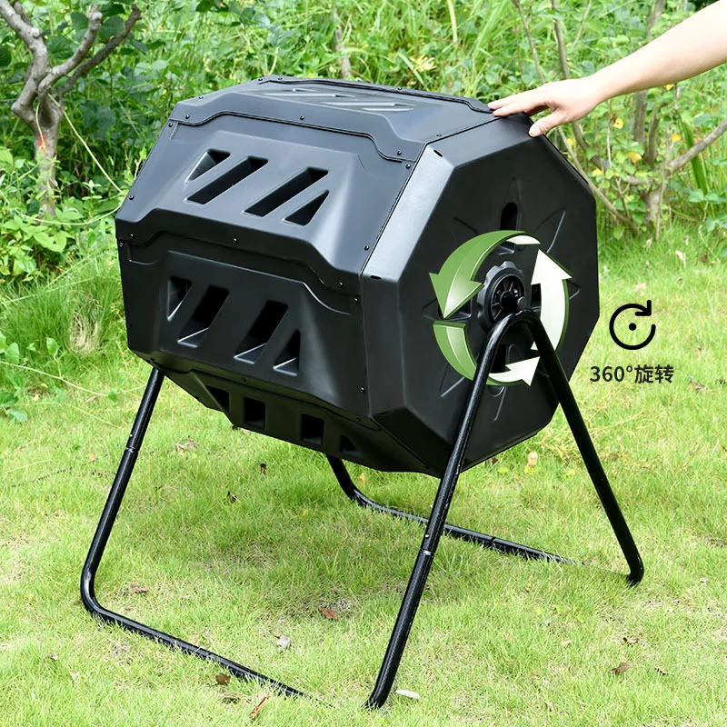 Outdoor patio compost bin leaf collection gardening tool plastic tumbler storage bin