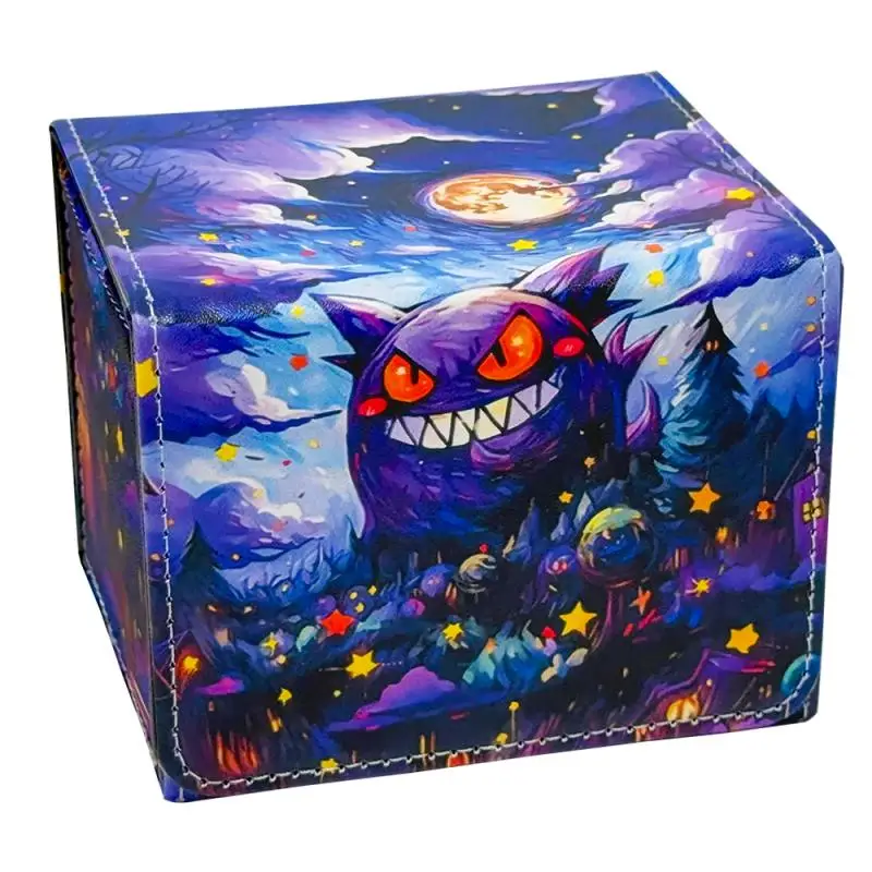 

Cartoon Gengar DIY Large Capacity Leather Card Box WS PTCG Thickened Anime Game Collection Card Storage Box