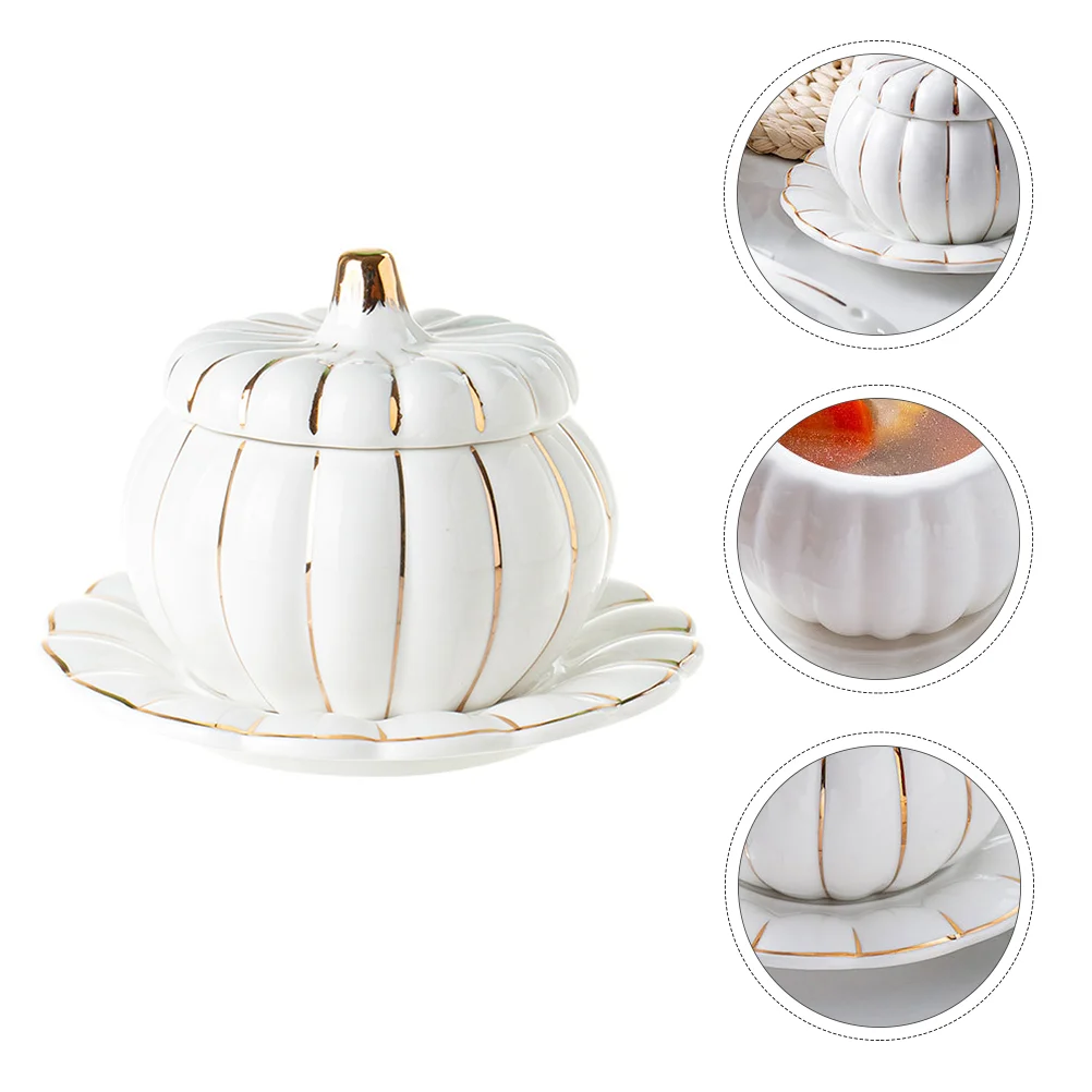 

Fall Decor Ceramic Pumpkin Bowl Candy with Lid Kitchenware Shaped Plates Ceramics Mini Pumpkins