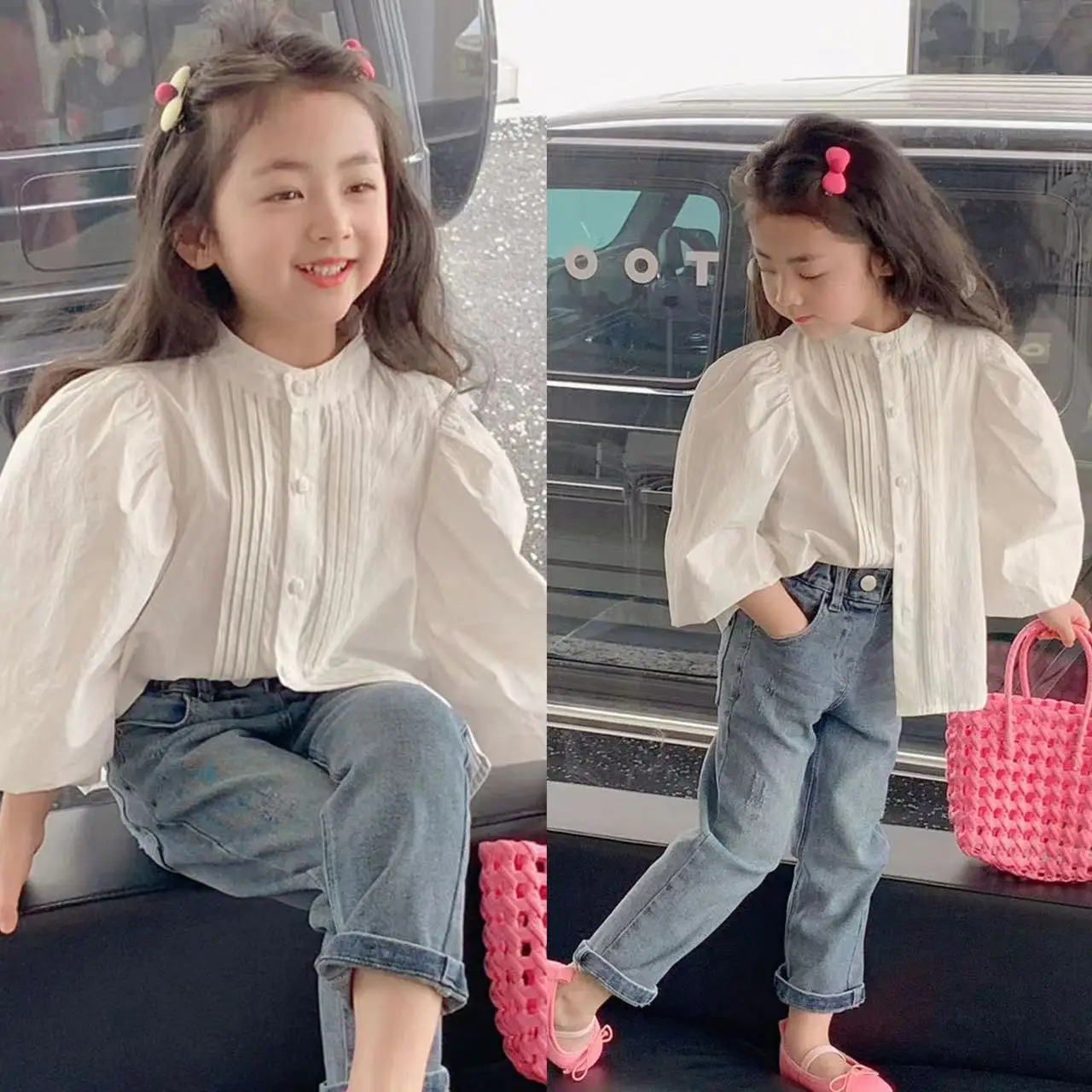 Children's Sweet Long-sleeved Shirt Autumn New Girl Court Style Top 3-8 Years Old Children's Clothing