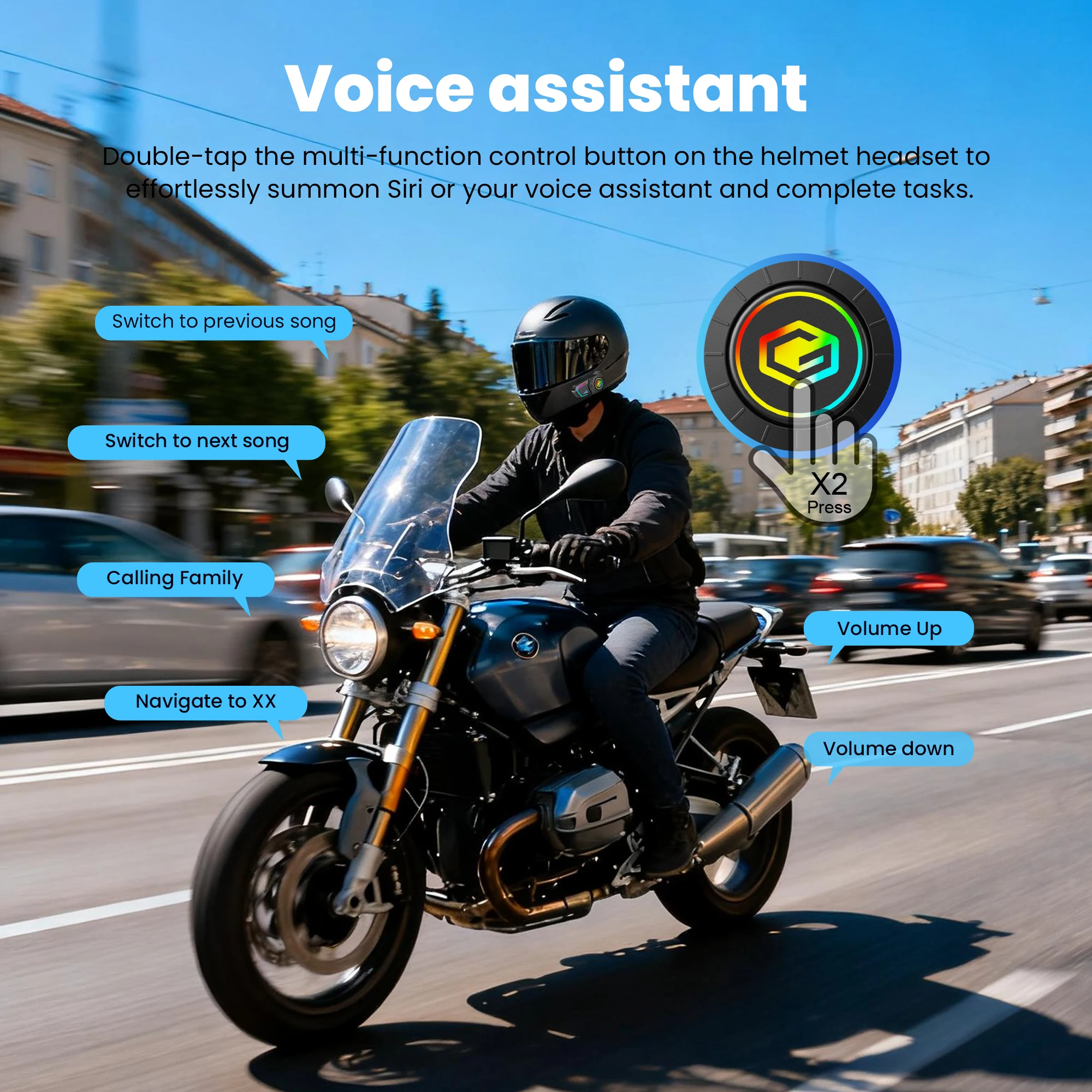 GEARELEC G1 دراجة نارية خوذة سماعة رأس بخاصية البلوتوث حر اليدين دعوة IPX67 مقاوم للماء 1000mAh سماعة مكبرات الصوت HiFi ستيريو RGB ضوء