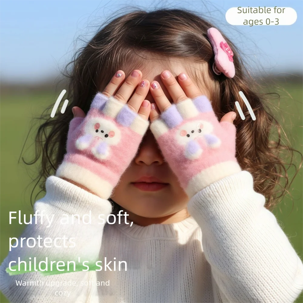 

Модные теплые детские зимние перчатки для детей 0-3 лет, морозостойкие ветрозащитные детские перчатки, эластичные мягкие вязаные перчатки для малышей