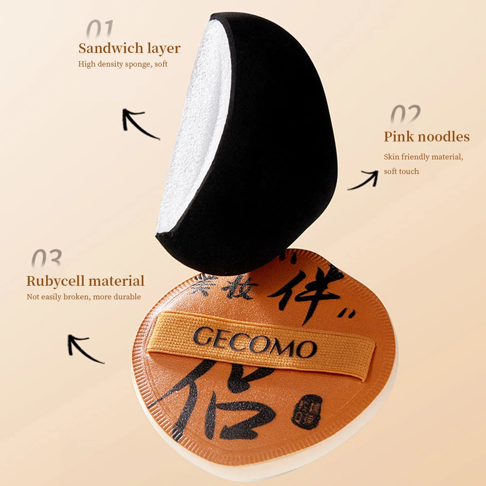GECOMO-Houppette de maquillage avec étui, applicateur de fond de teint en éponge douce, houppette mignonne, houppette de maquillage sèche et de support, utilisation pour les touristes, optique et beauté douce
