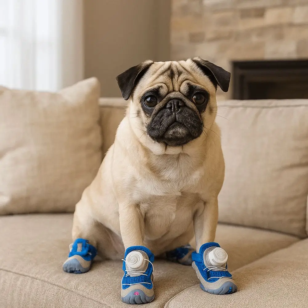 4pcs/set Regulable Breathable Dog Mesh Shoes Reflective Anti-slip Pet Boots Thin Adjustable Dog Sneakers Outdoor Walking - view 4
