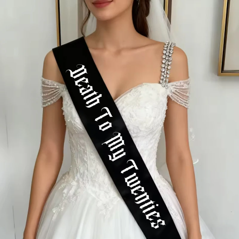 Death To My Twenty Gothic Schwarze Schärpe Gruselige und stilvolle Halloween-Party-Dekoration, Geschenk, Geburtstagsthema, Party-Zubehör, Zubehör