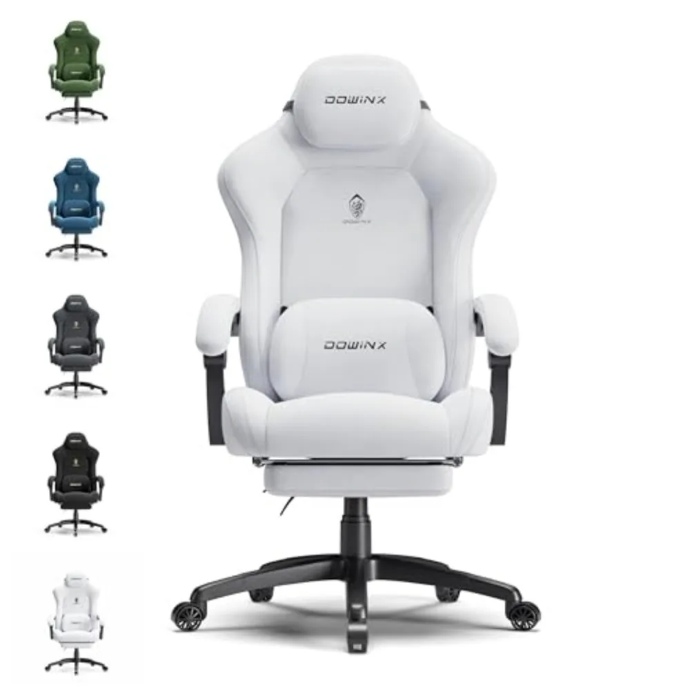 Big and Tall Gaming Chair, Suede Fabric Game Chair with Pocket Spring Cushion, High Back Gamer Chair Ergonomic with