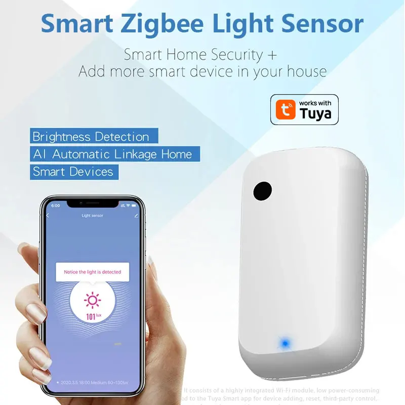 Zemismart Tuya Zigbee Chiếu Sáng Cảm Biến Phát Hiện Thông Minh Cảm Biến Ánh Sáng Thông Minh Làm Việc Với Cuộc Sống Thông Minh TUYA Ứng Dụng AI Tự Động Liên Kết