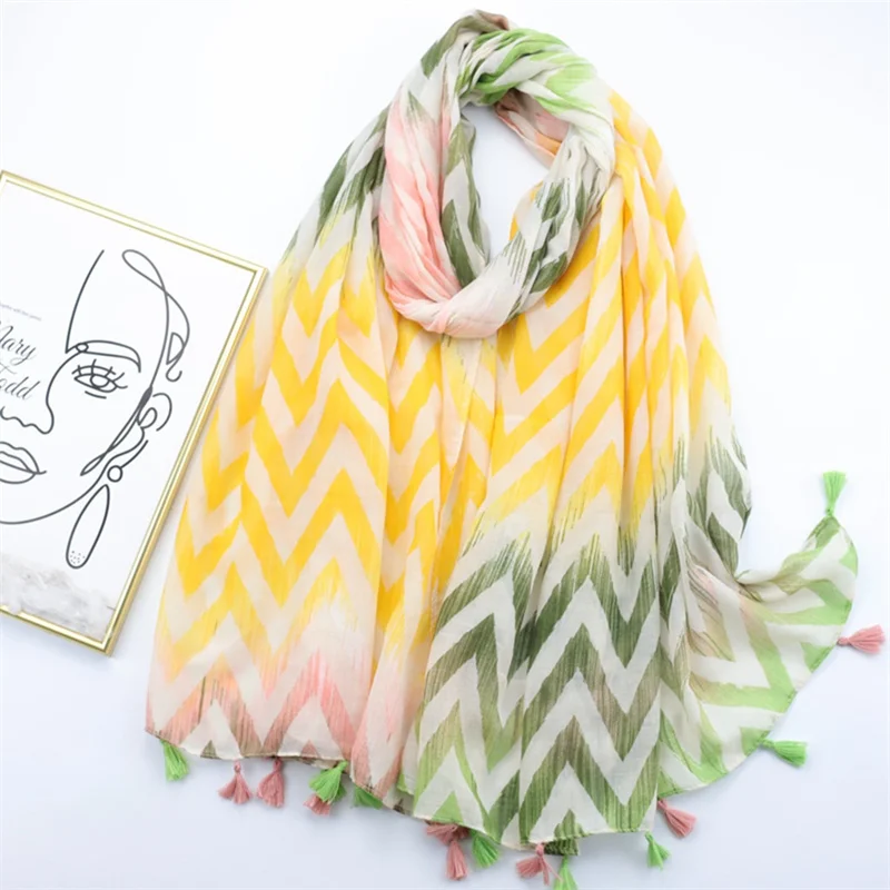 2024 Fashion Design Aztec Ethnic Tassel Viscose Shawl Scarf Lady High Quality Wrap Headband Bufandas Muslim Hijab Sjaal 180*90Cm