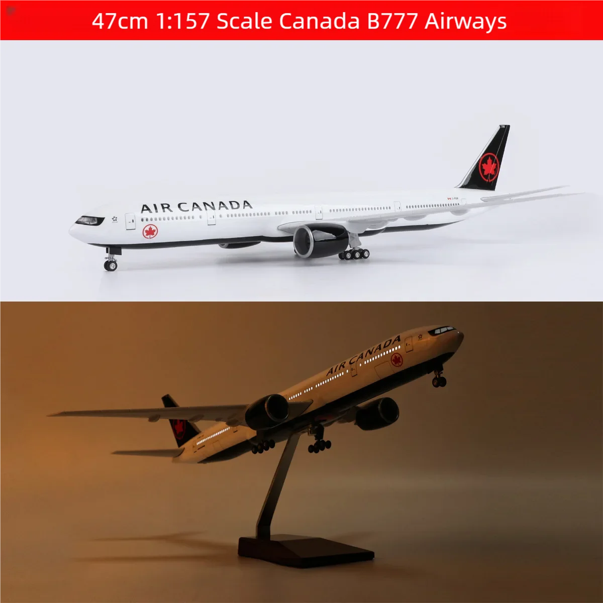 

B777 Canada Airways 47cm Airplane Diecast 1/157 Scale Plane Toy Assembly Model With Lights And Wheel Adults Fun Collection Gifts
