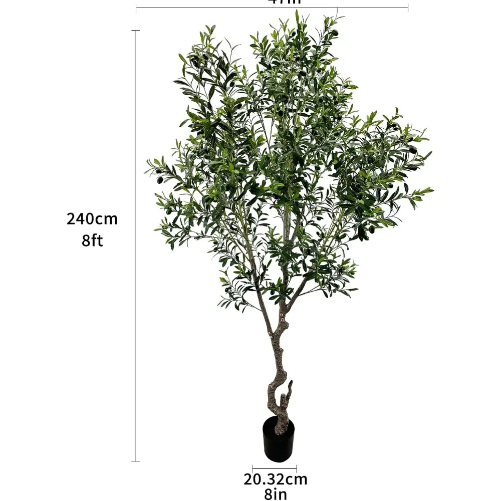 Artificial Tree Faux Olive Tree 8ft(3198leaves) Tall Fake Olive Plant in Pot Fake Silk Tree Faux Plants Indoor