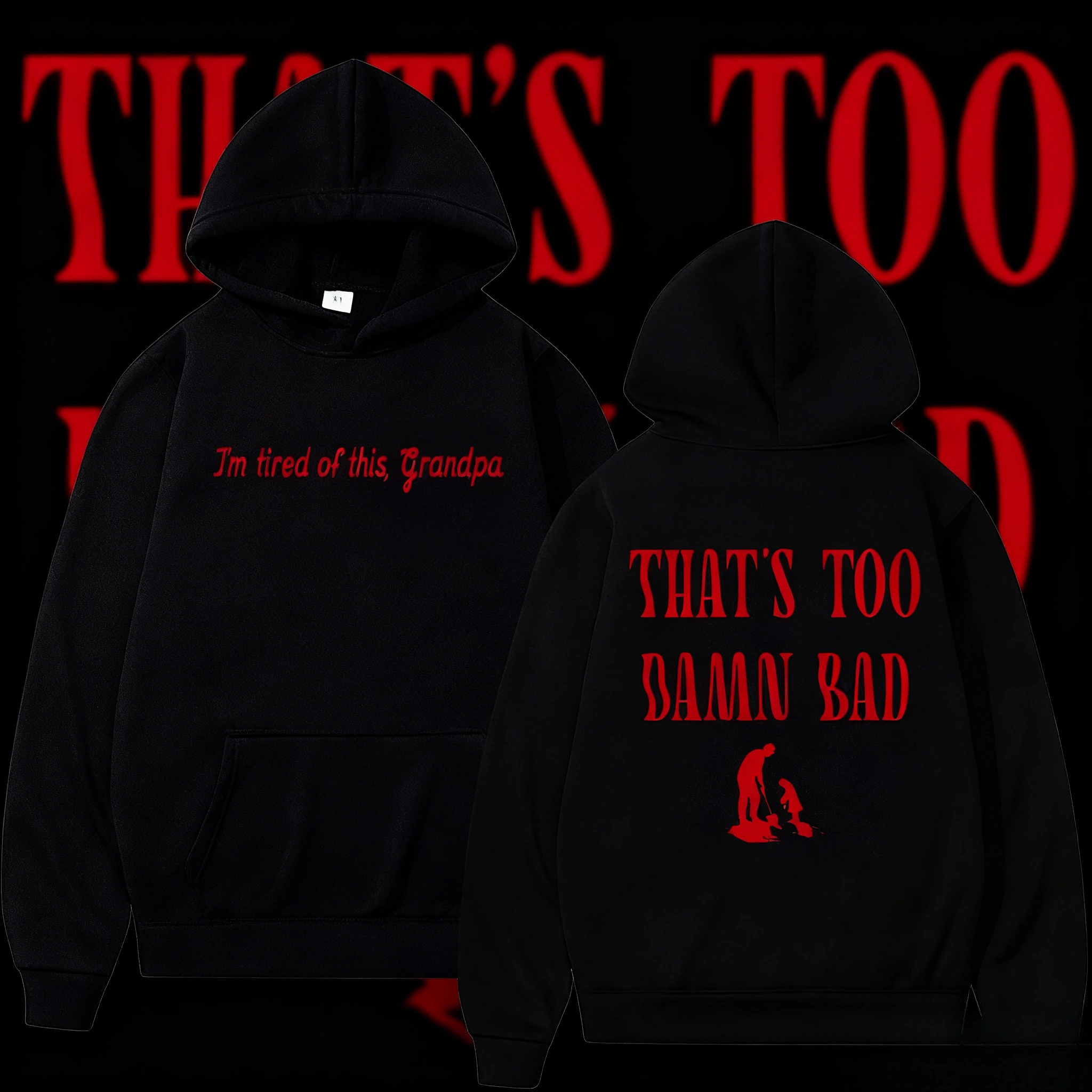 أنا متعب من هذه المربع والابنة وأزياء الهيب هوب الممتعة 2025-26 خريف/شتاء 100% سترة من القطن الخالص #1