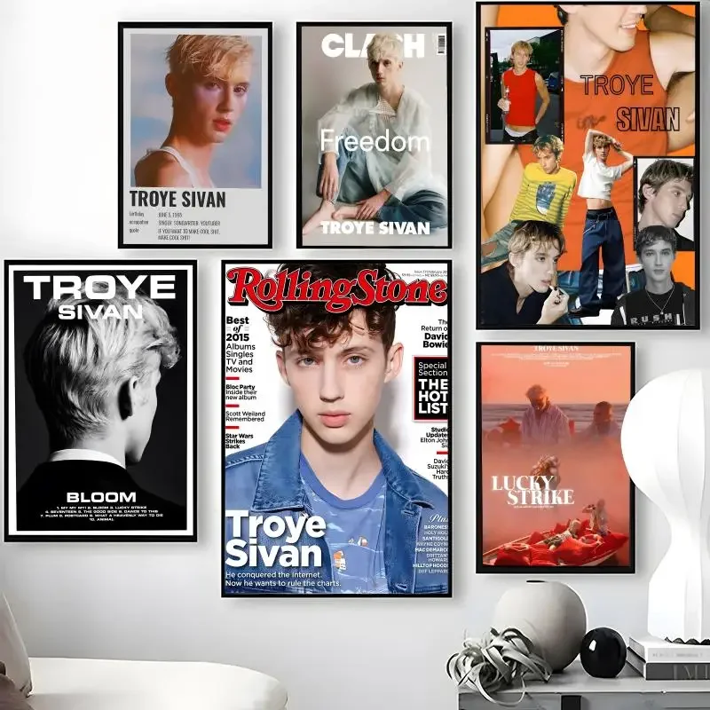 Singer T-Troye S-Sivan Poster Waterproof Self-Stick Wall Art Stickers, Removable Wall Decor for Living Room and Bedroom