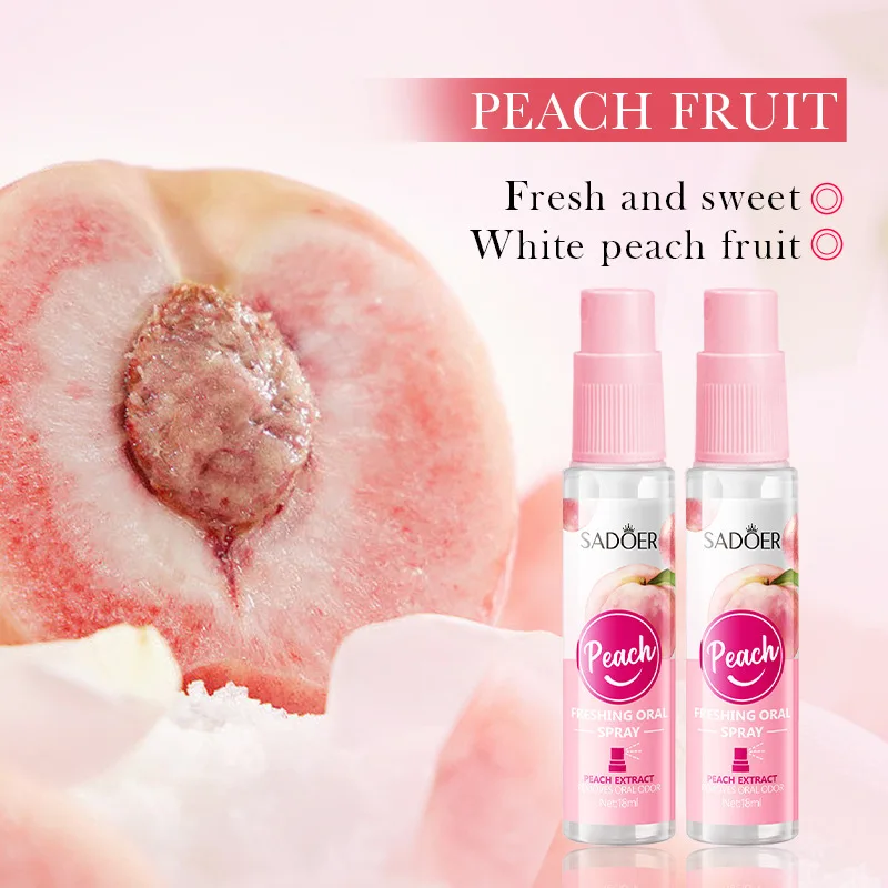 Peach Breath Freshener Spray, Freshens Breath in 3 Seconds, Alcohol-Free, Gentle and Refreshing, Easy to Carry, Suitable for Travel, Parties, and Keeps Your Mouth Fresh at All Times.