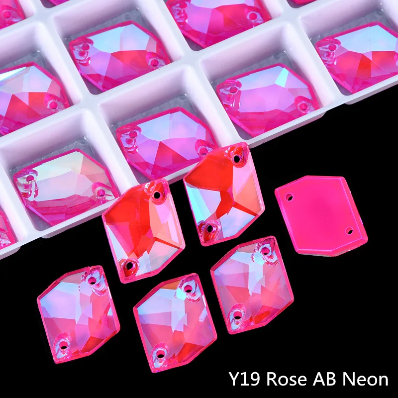 OLeeya K9 Glas Neon Fluoreszierende Kosmische Näh-Strass-Steine mit Kanten und Abschrägungen zum Aufnähen für Kleidung und Accessoires – Detail 10